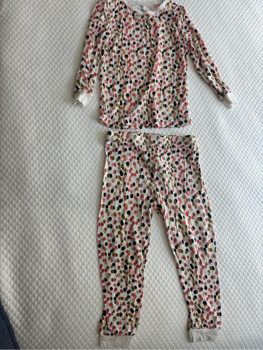 Magnetic Me Long Sleeve Pajama Set - White with Pink, Green, Black Dots